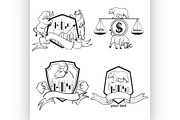 Set of Finance forex Labels Logo
