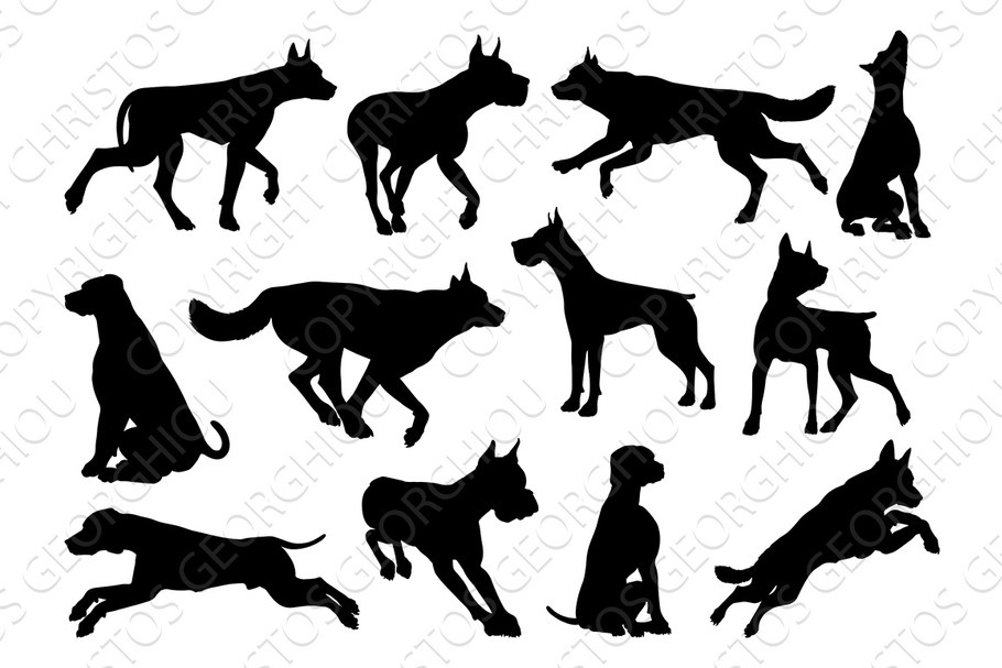 Dog Silhouettes Animal Set