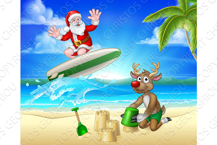 Christmas Santa Claus and Reindeer in Illustrations - product preview 8