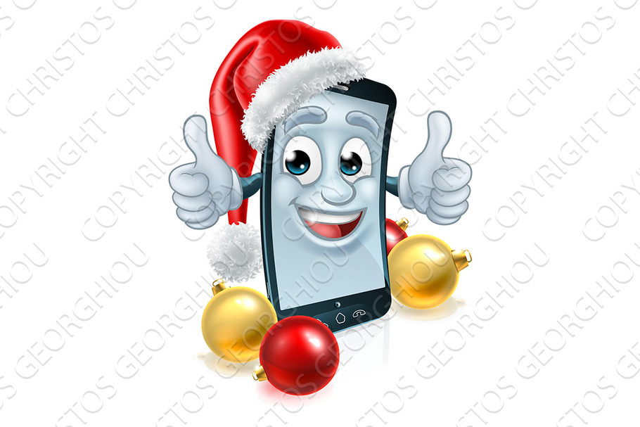 Cell Mobile Phone Christmas Mascot in Illustrations - product preview 8