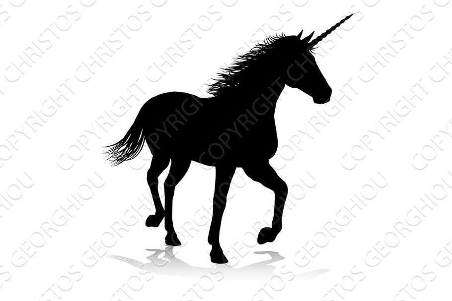 Unicorn Silhouette Horned Horse in Illustrations - product preview 8