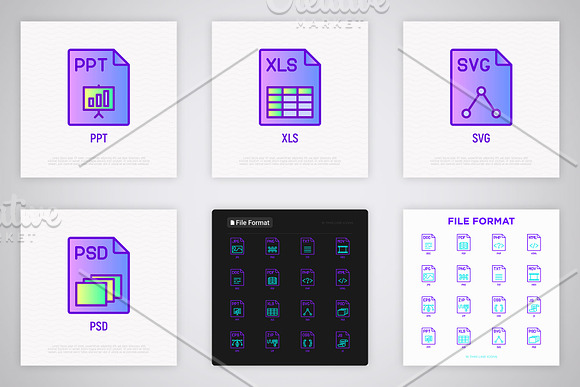 File Format | 16 Thin Line Icons Set in Icons - product preview 5