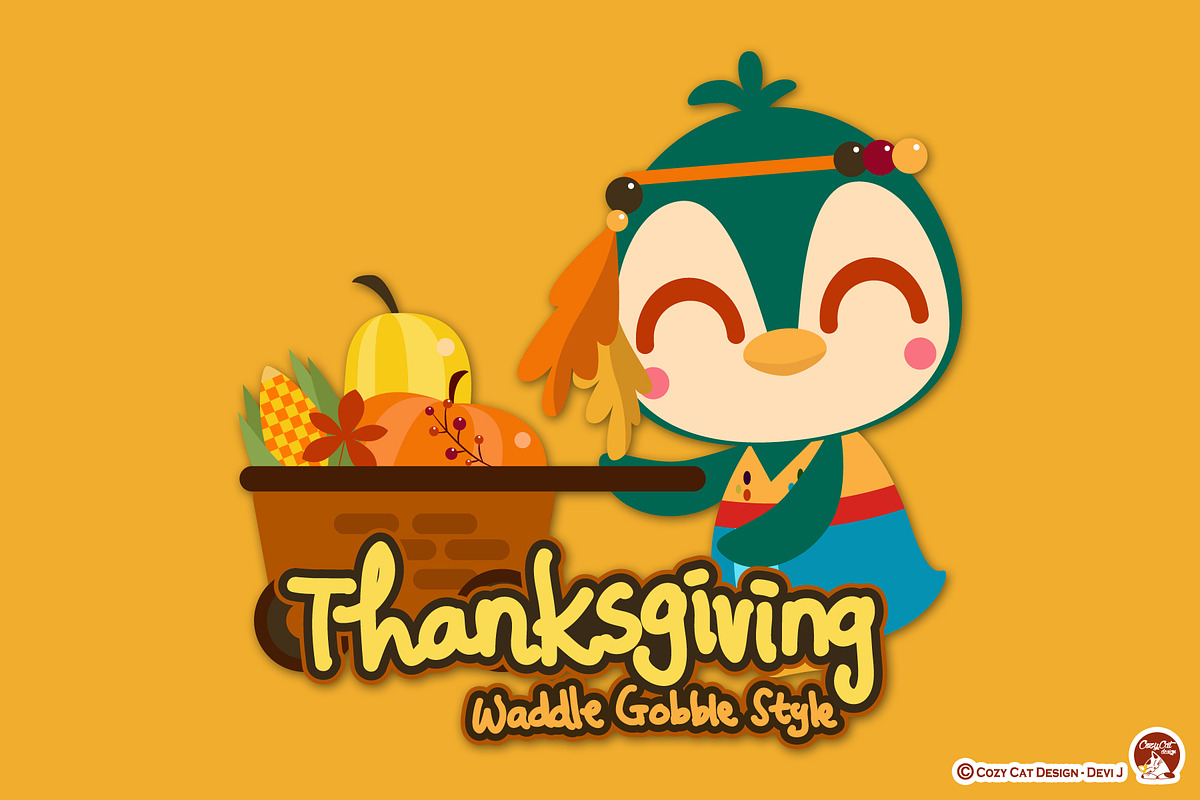 Thanksgiving Waddle Gobble in Illustrations - product preview 8