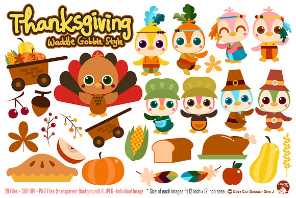 Thanksgiving Waddle Gobble in Illustrations - product preview 1
