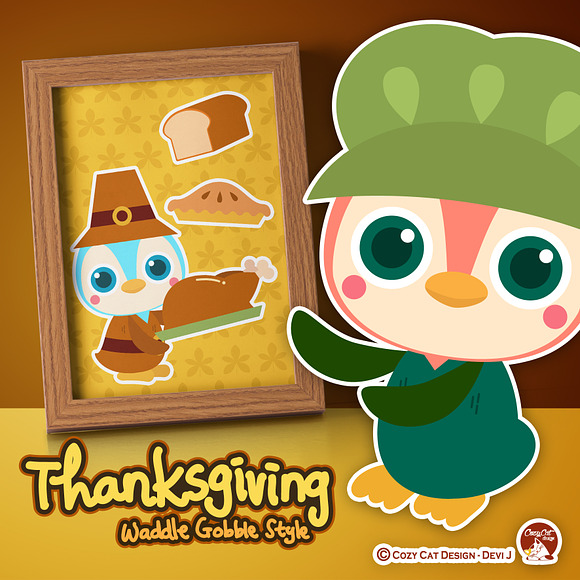 Thanksgiving Waddle Gobble in Illustrations - product preview 2