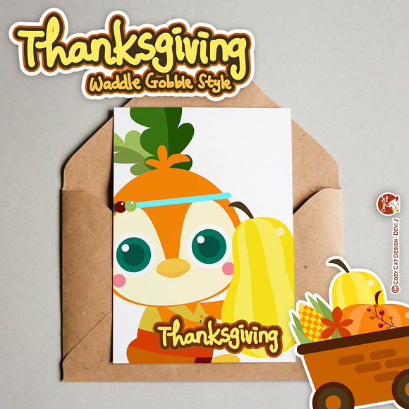 Thanksgiving Waddle Gobble in Illustrations - product preview 4