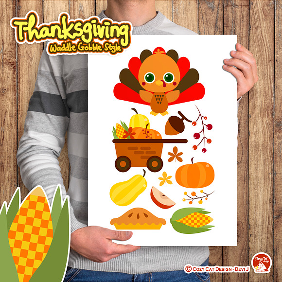 Thanksgiving Waddle Gobble in Illustrations - product preview 5