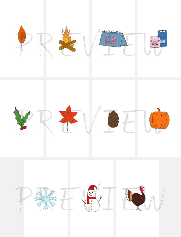 Autumn Winter Seasonal Icons Colour in Icons - product preview 1