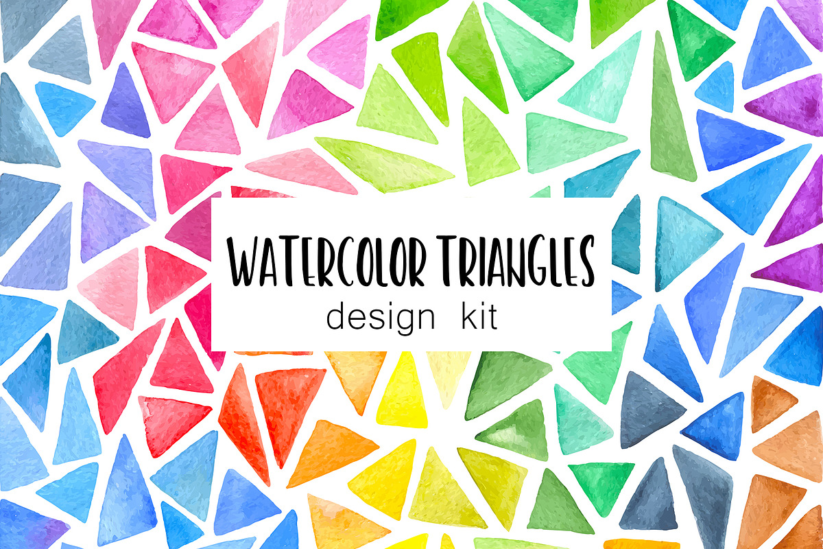 Watercolor Triangles Design Kit in Illustrations - product preview 8