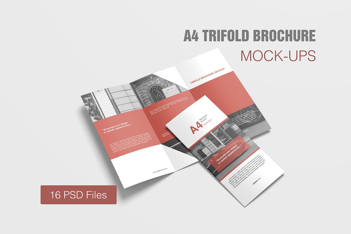 A4 Trifold Brochure Mockup in Print Mockups - product preview 8