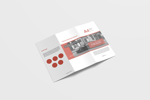 A4 Trifold Brochure Mockup in Print Mockups - product preview 3