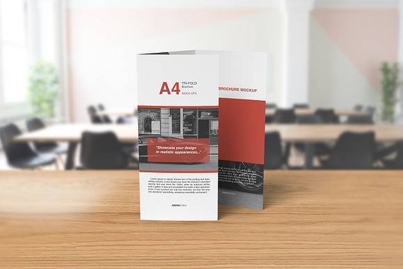 A4 Trifold Brochure Mockup in Print Mockups - product preview 11