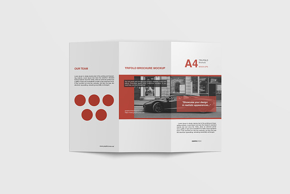 A4 Trifold Brochure Mockup in Print Mockups - product preview 12