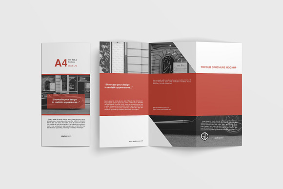 A4 Trifold Brochure Mockup in Print Mockups - product preview 16