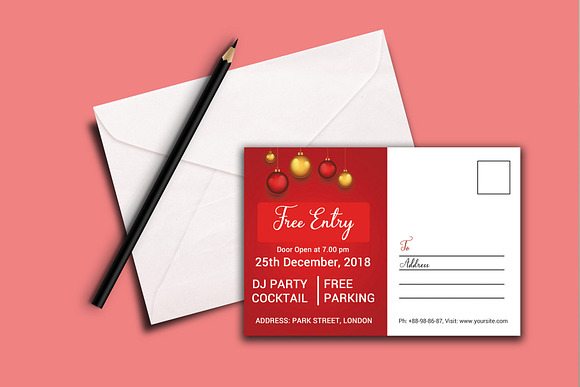 Christmas Post Card in Postcard Templates - product preview 2