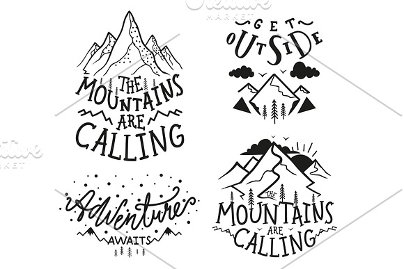 Mountains are calling animal set in Illustrations - product preview 3
