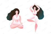 Woman Yoga Tree and Lotus Pose