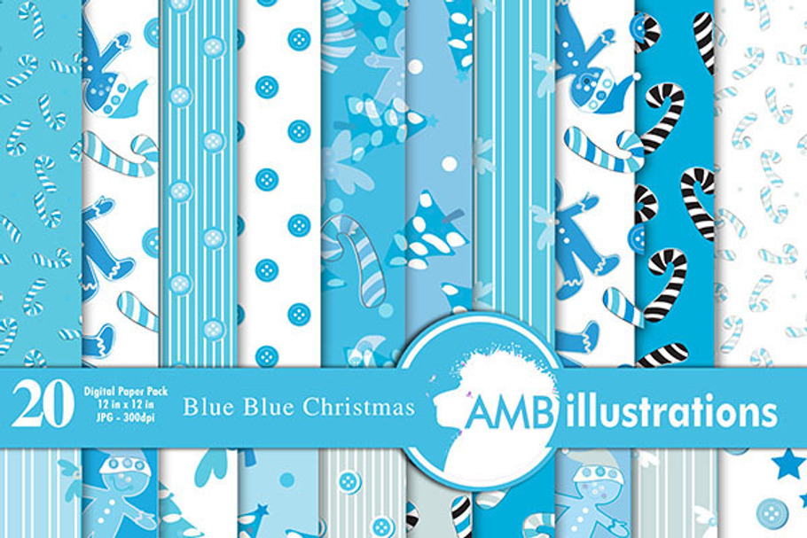 Blue Christmas Papers AMB-428 in Illustrations - product preview 8
