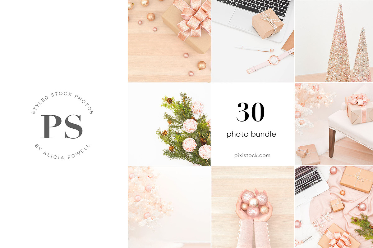 Holiday Pink Stock Photo Bundle in Social Media Templates - product preview 8