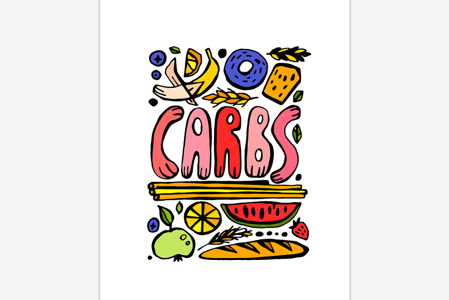 Carbohydrates Doodle Poster in Illustrations - product preview 8