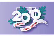 2019 New Year design card on purple