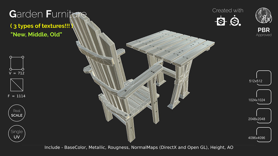 Garden Furniture - gameready in Furniture - product preview 1
