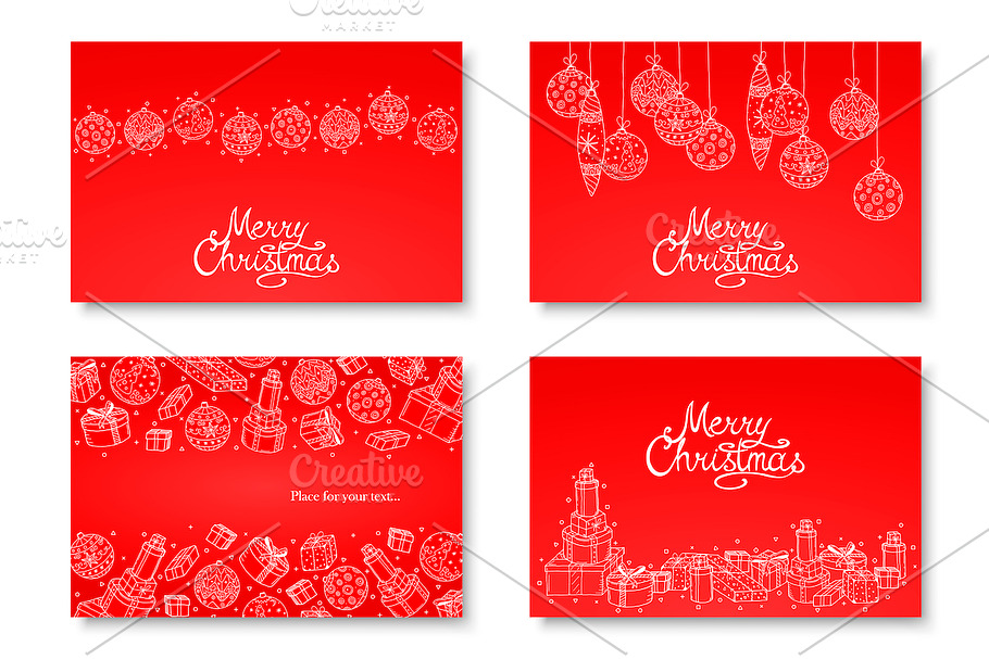 Christmas decorative handdrawn cards