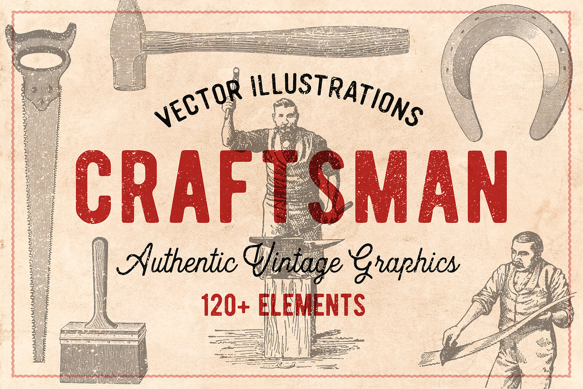 120 Vintage Tools & Craft in Illustrations - product preview 8