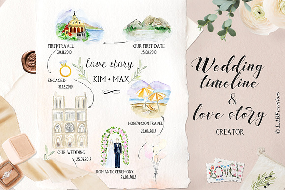 Wedding timeline, map story creator in Illustrations - product preview 21