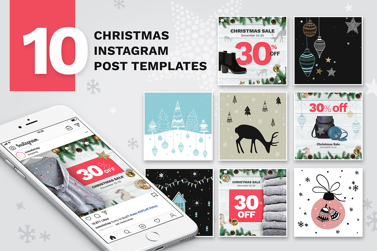 10 Christmas Instagram Templates in Instagram Templates - product preview 8
