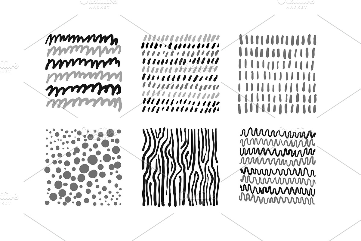 Cute abstract patterns set, black in Illustrations - product preview 8