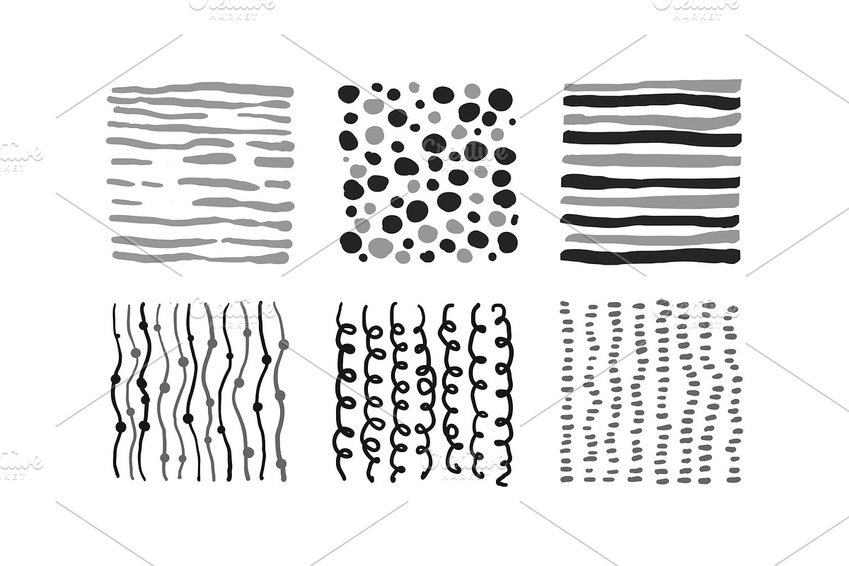 Cute monochrome abstract patterns in Illustrations - product preview 8