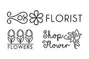 Flower shop linear logo, floral