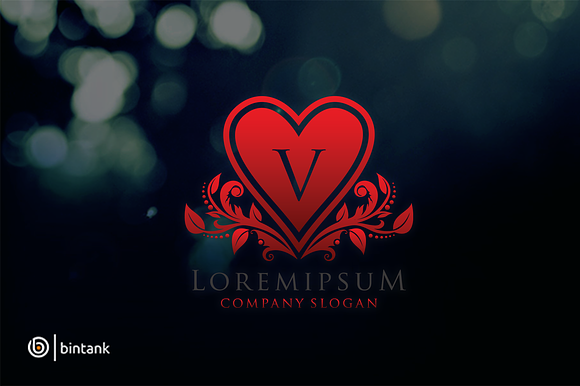 V Heart Weeding Logo in Logo Templates - product preview 2