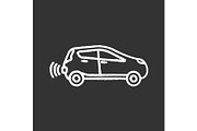 Smart car in side view chalk icon