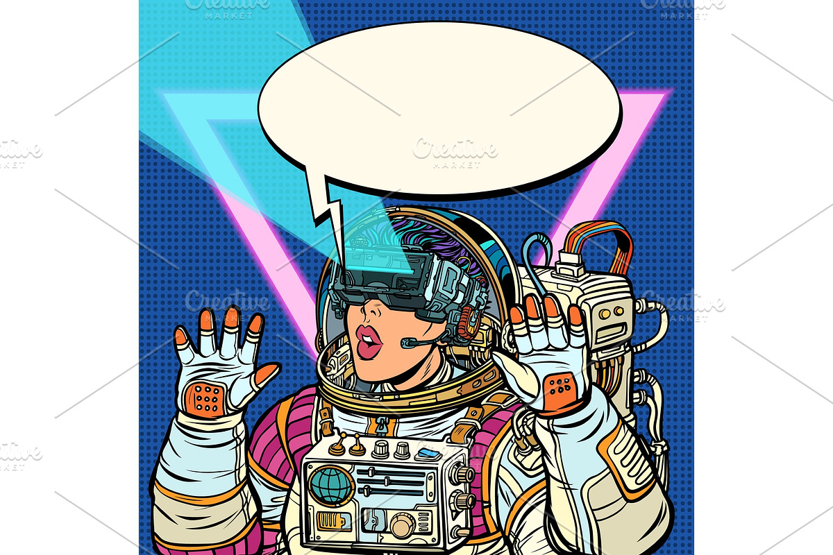 Woman astronaut in virtual reality in Illustrations - product preview 8