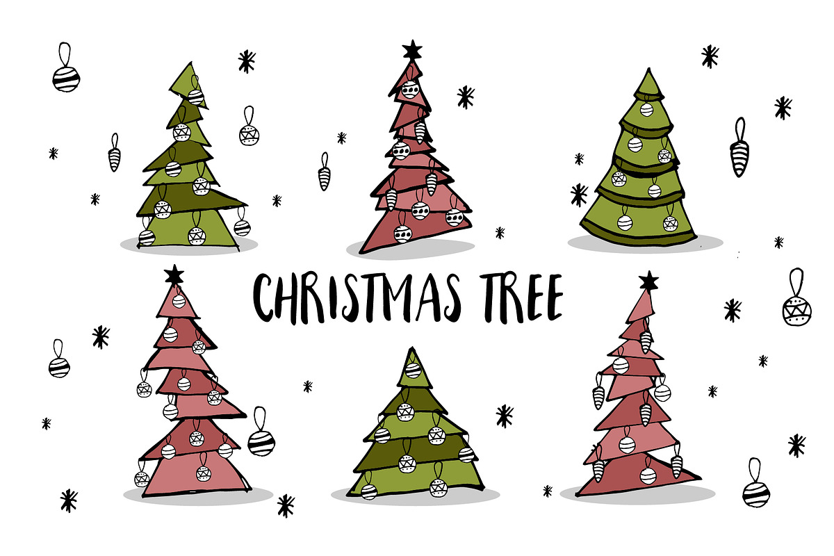 Abstract Christmas tree collection in Illustrations - product preview 8