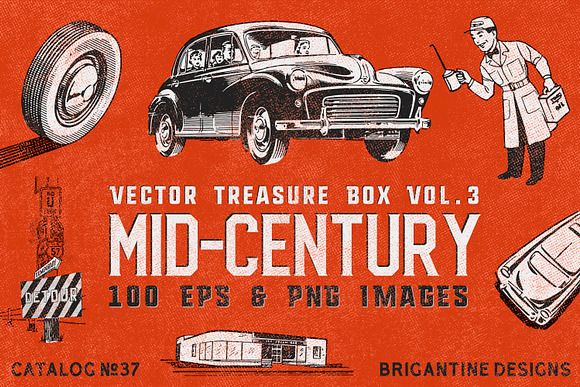 100 Retro Illustrations - Vol.3 in Illustrations - product preview 5