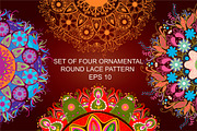 Set of four Ornamental round pattern
