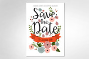 floral save the date template vector
