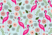 seamless flamingo and flower vector