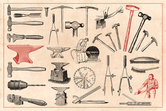 120 Vintage Tools & Craft in Illustrations - product preview 3