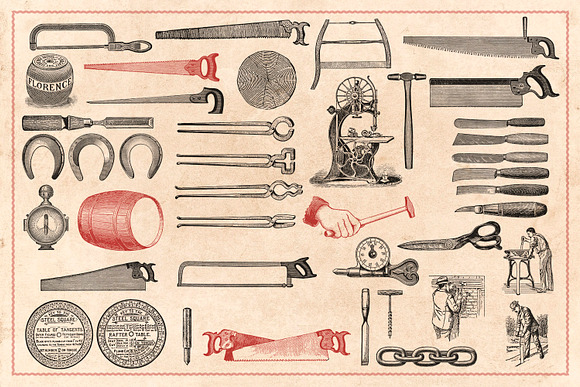 120 Vintage Tools & Craft in Illustrations - product preview 4