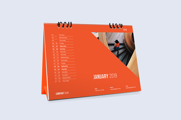 Desk Calendar for 2019 in Stationery Templates - product preview 1