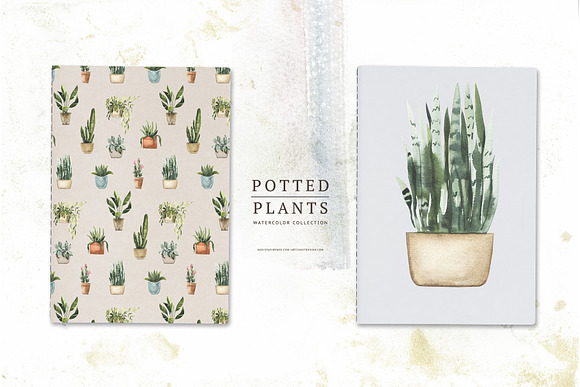 Watercolor Potted Plants in Illustrations - product preview 2
