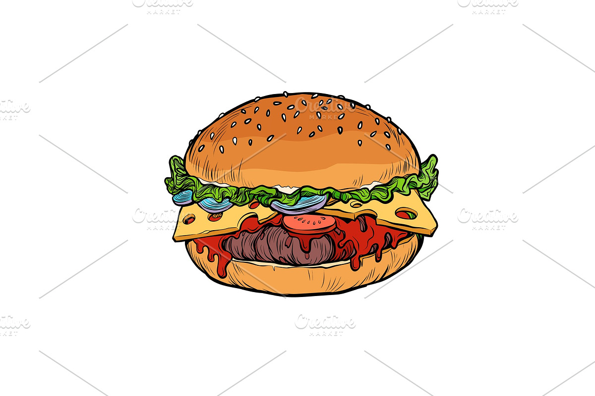 Burger, isolate on white background in Illustrations - product preview 8