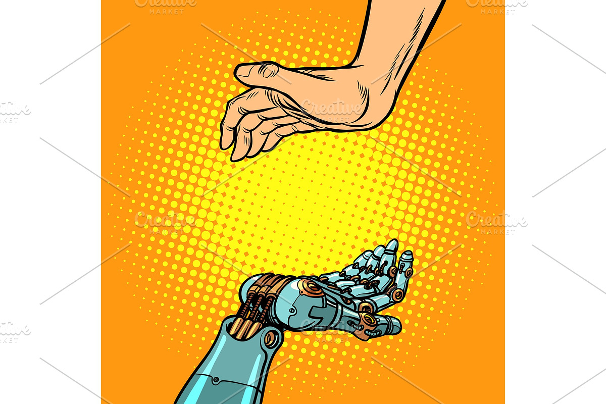 Human and robot hands. presentation in Illustrations - product preview 8