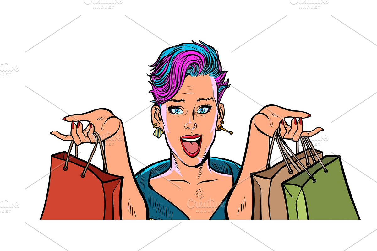 woman shopping on sale. isolate on in Illustrations - product preview 8