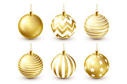 Christmas Tree Shiny Golden Balls