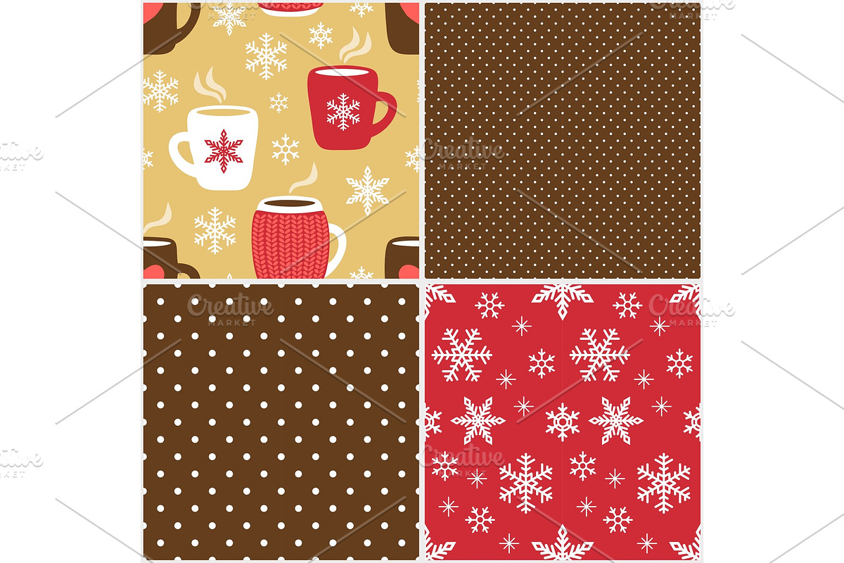 Cute set of Hot Drinks seamless in Illustrations - product preview 8